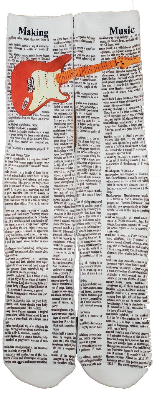 Guitar Making Music Unisex Dictionary Art Socks
