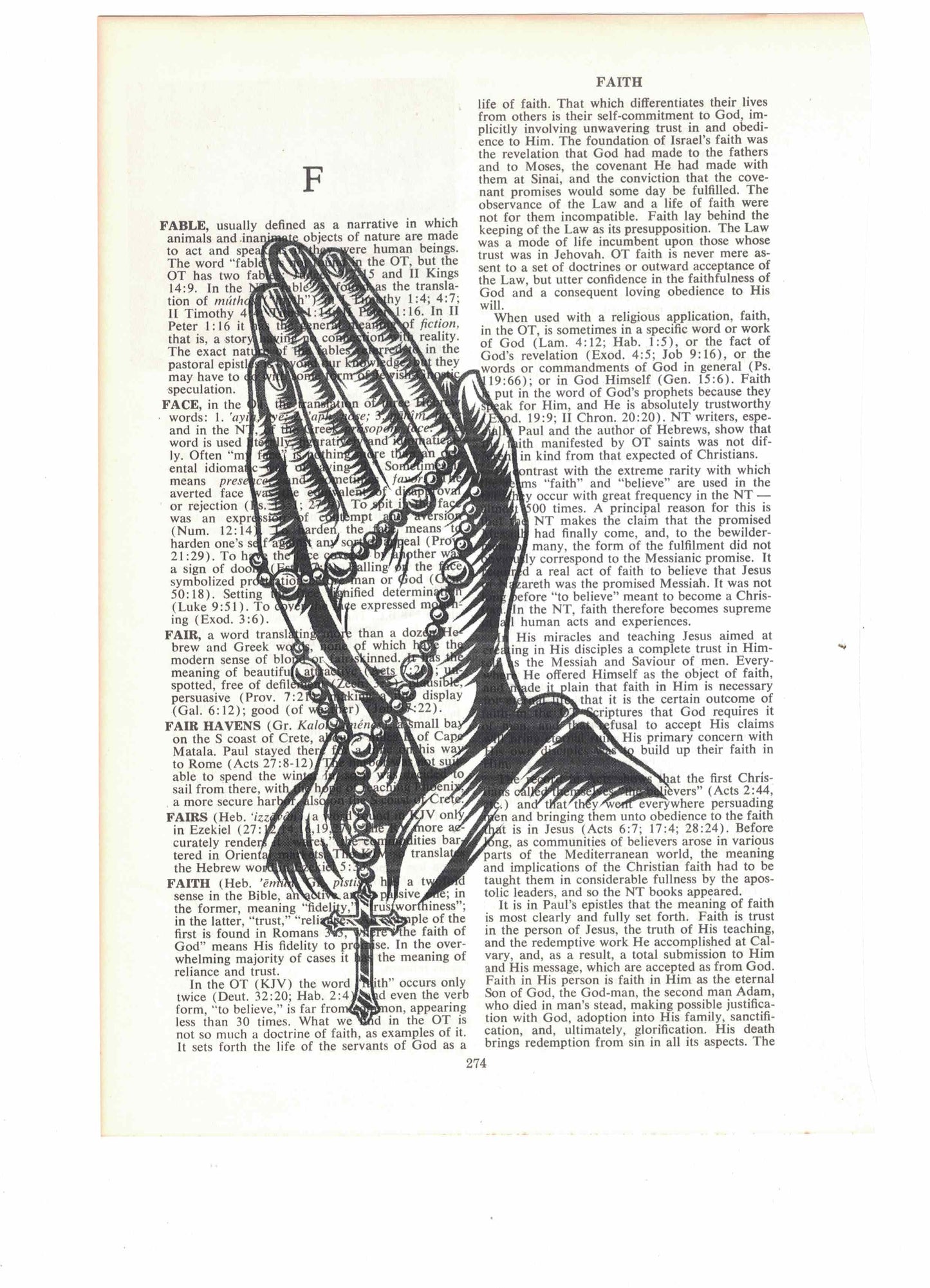 Praying Rosary Dictionary Art Print