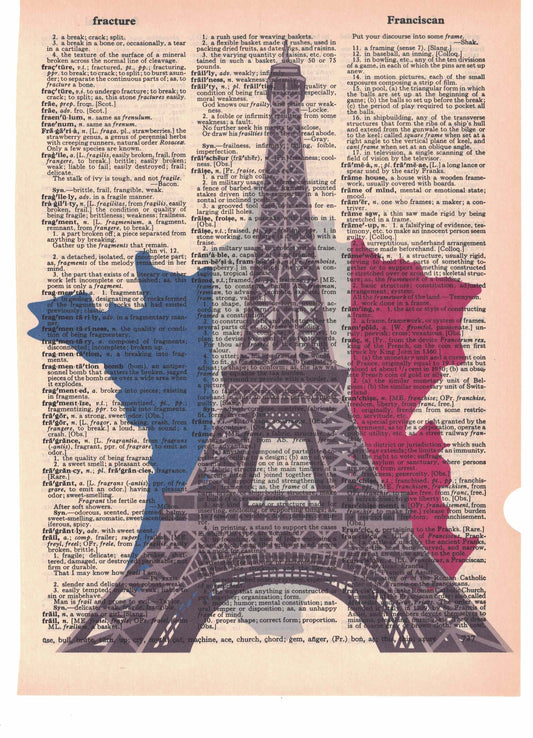 Eiffel Tower French Dictionary Art Print