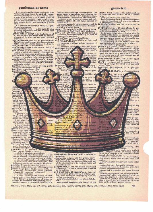 King Queen Royalty Crown Dictionary Art Print