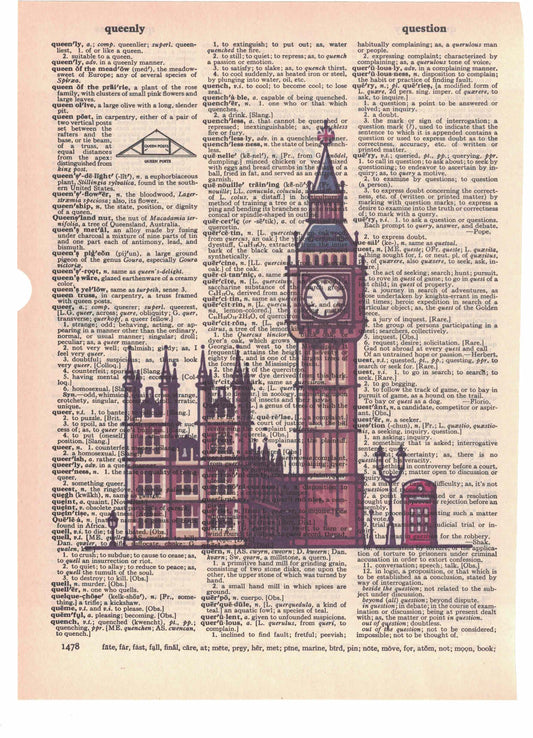 Big Ben London Dictionary Art Print