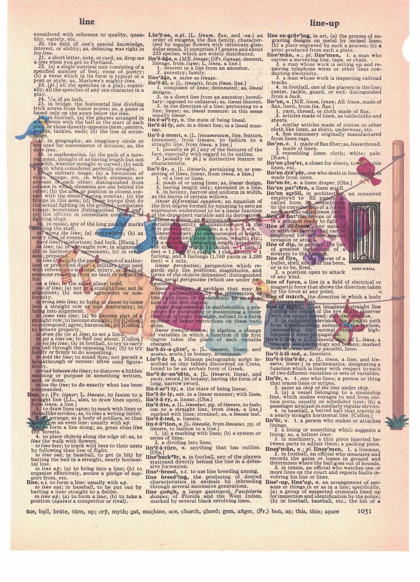 Clothes Line Dictionary Art Print