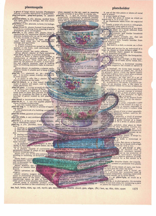 Teacups on Books Dictionary Art Print