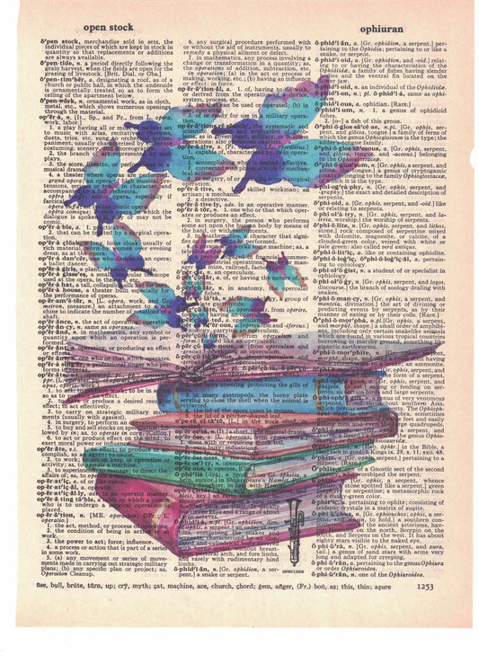 Butterflies on Books Dictionary Art Print