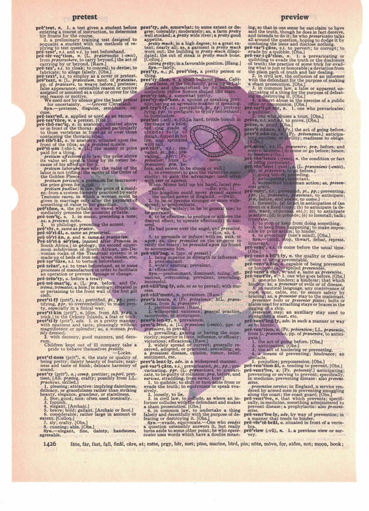 Woman Head Silhouette Purple Dictionary Art Print