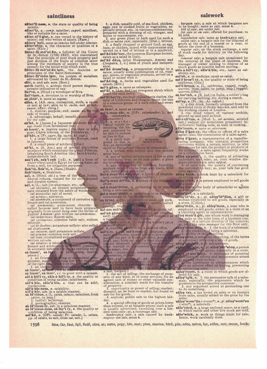 Woman Head Silhouette Brown Dictionary Art Print