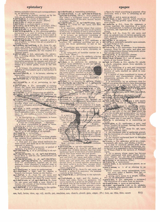 Spaceman Riding Dinosaur Dictionary Art Print