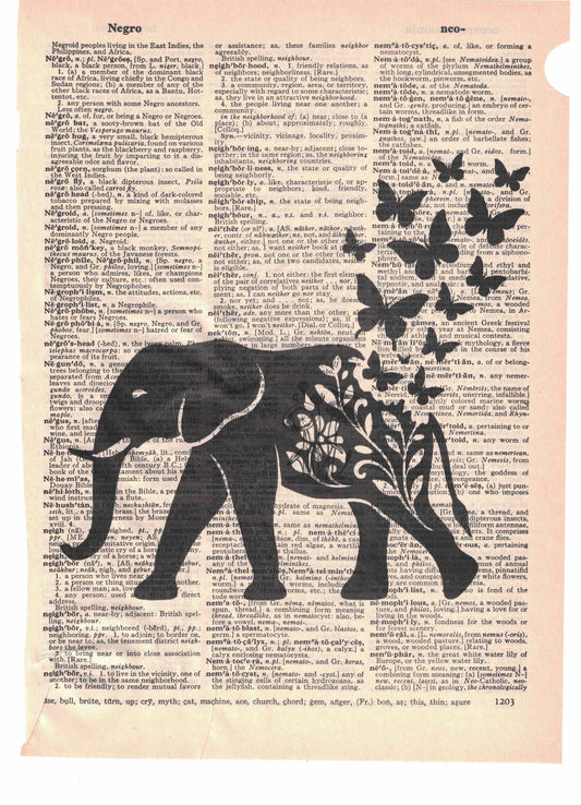 Elephant Butterflies Dictionary Art Print
