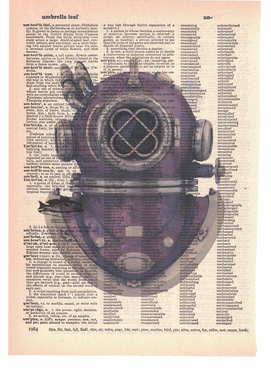 Diving Helmet Dictionary Art Print