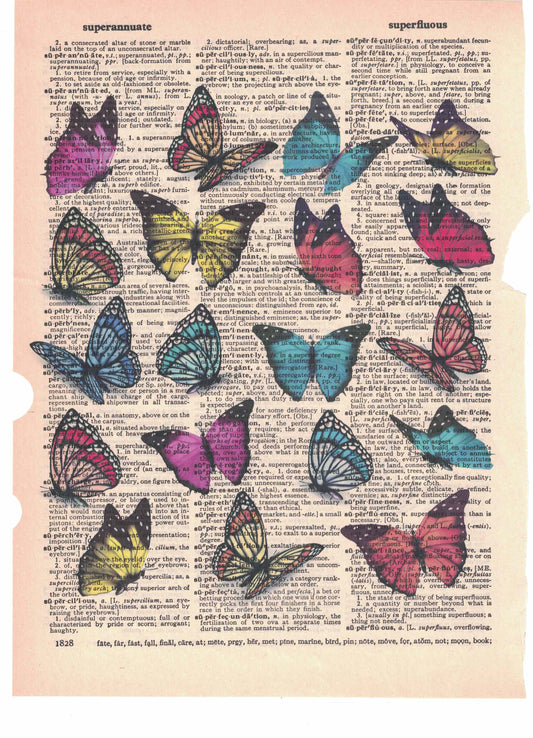 Butterfly Collection Dictionary Art Print