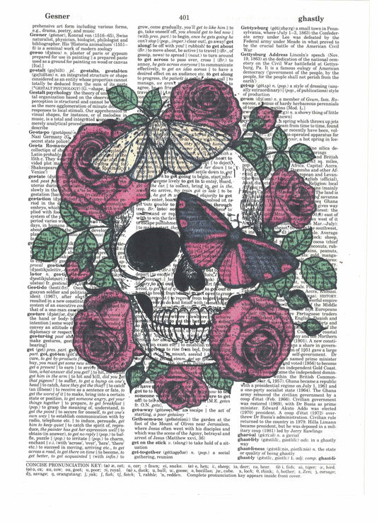 Rose & Butterfly Skull Dictionary Art Print
