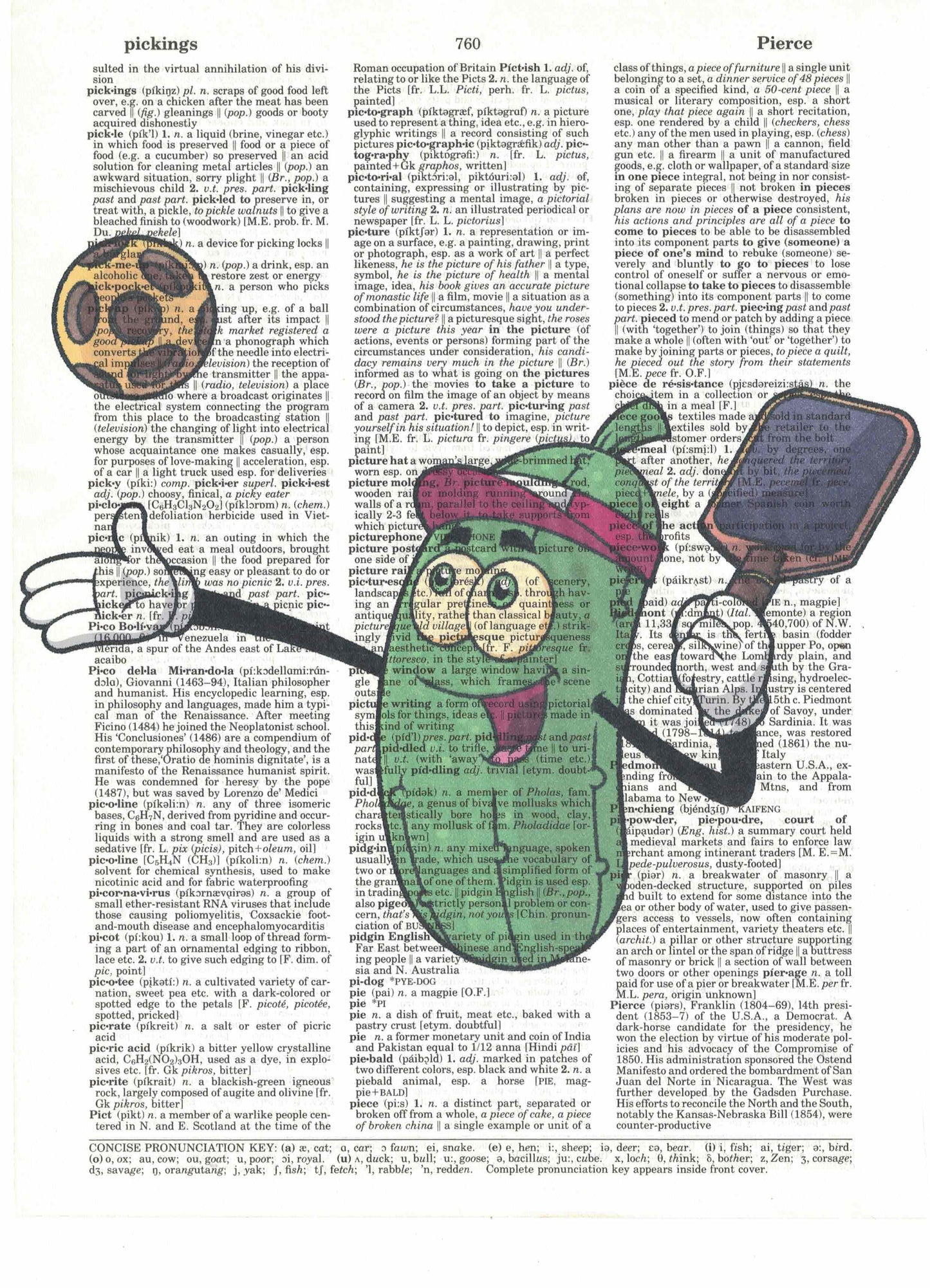 Pickle Ball with Paddle Dictionary Art Print