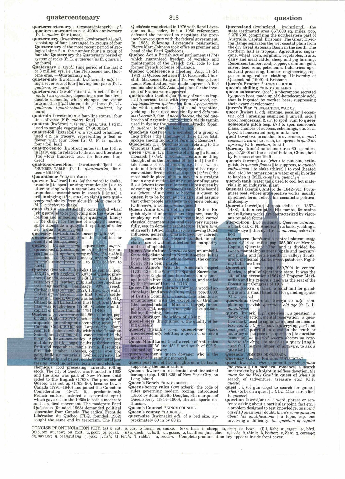 New York City 3 Piece Linked Dictionary Art