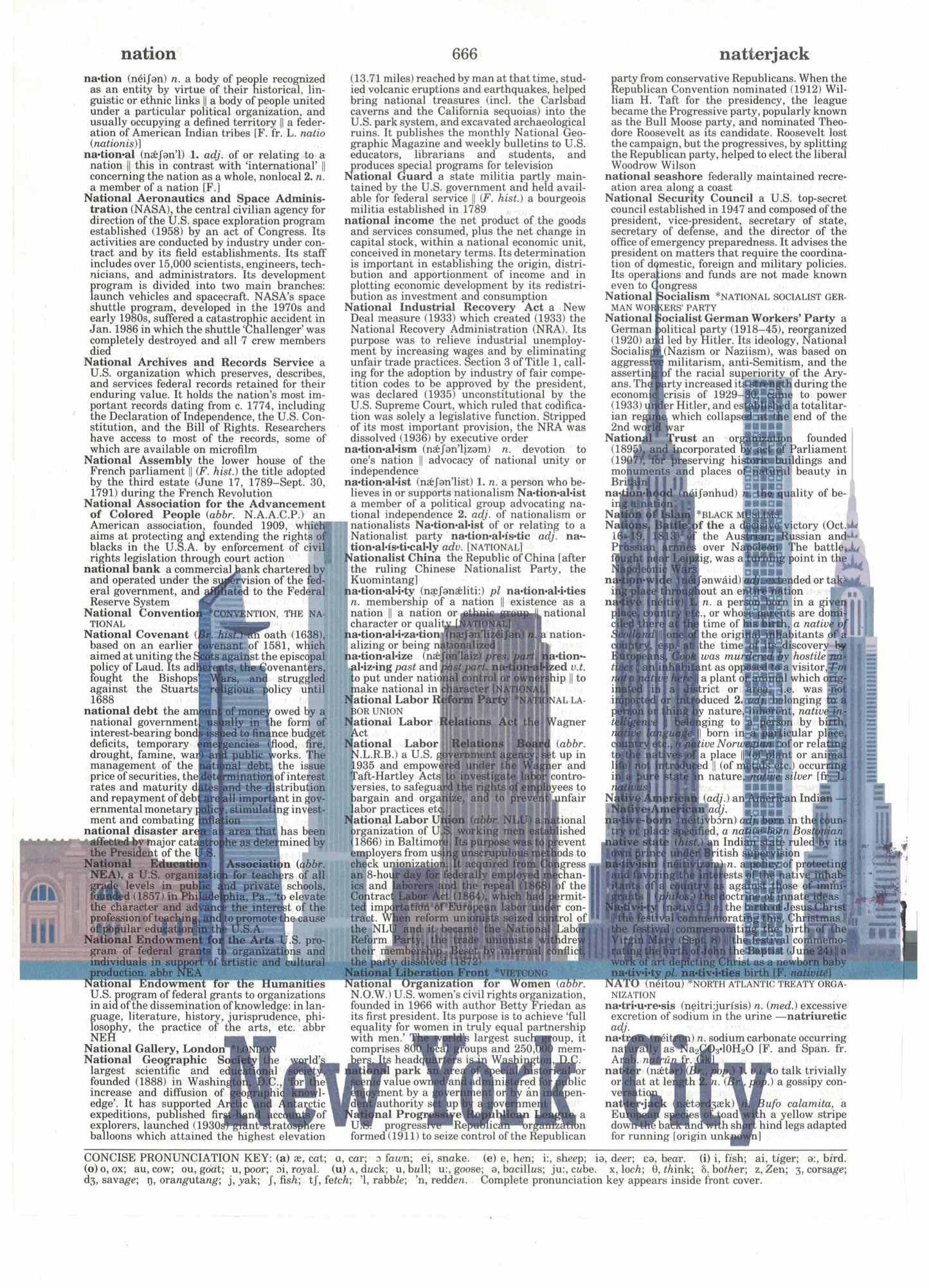New York City 3 Piece Linked Dictionary Art