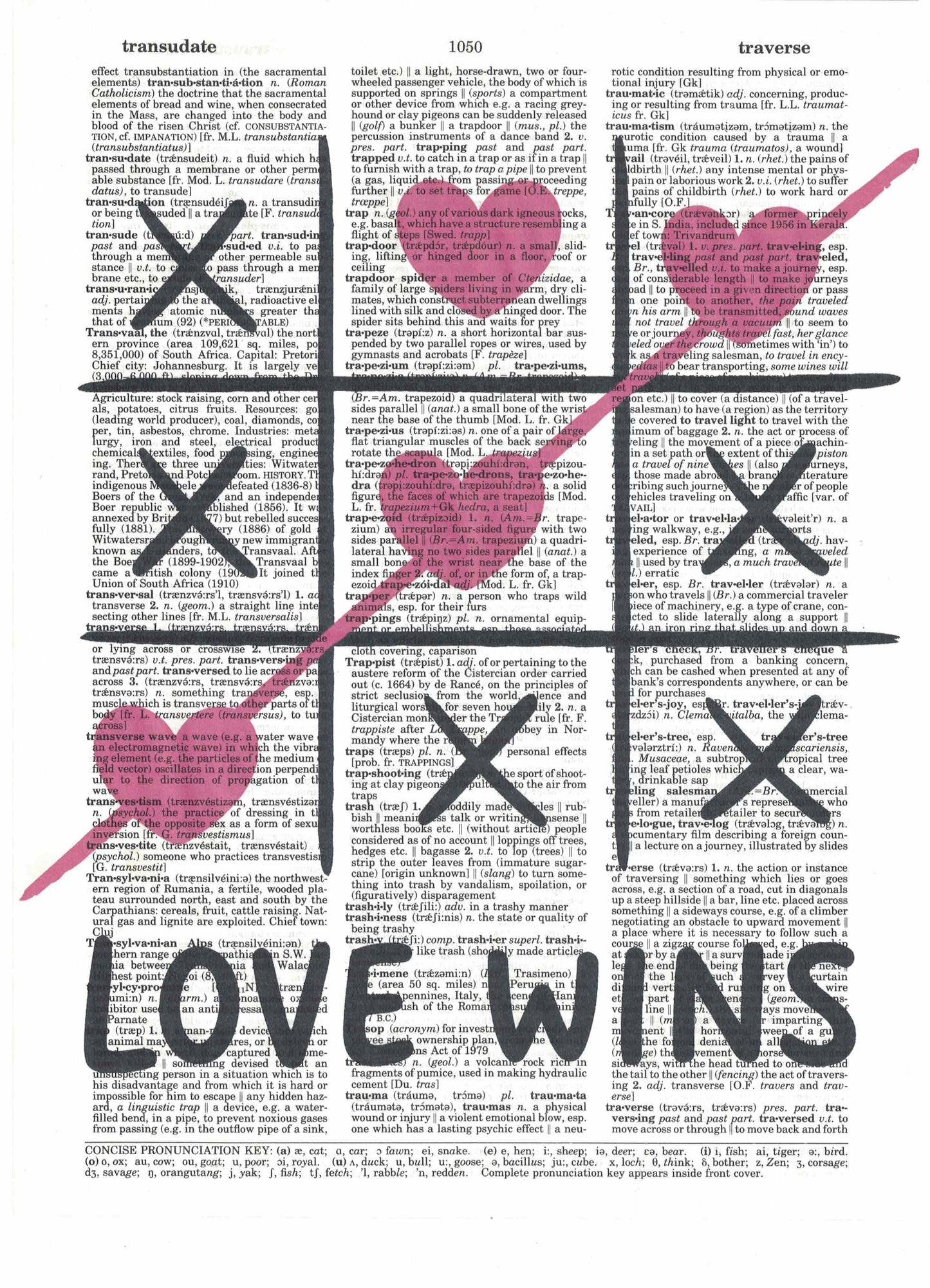 Love Wins Tic Tac Toe Dictionary Art Print