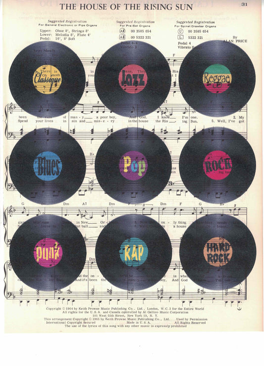 Records on Music Art Print