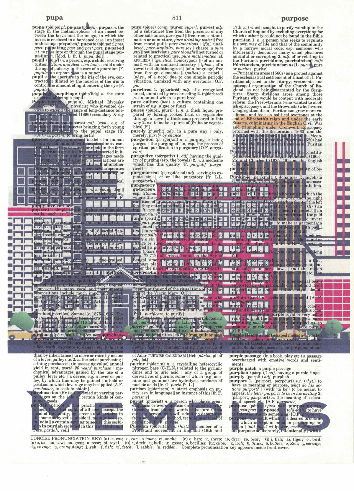 Memphis 3 Piece Linked Dictionary Art