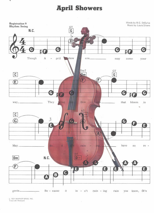 Cello on Sheet Music Art Print