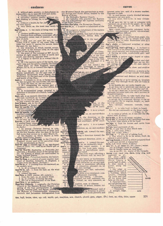Ballet Dancer Black and White Dictionary Art Print