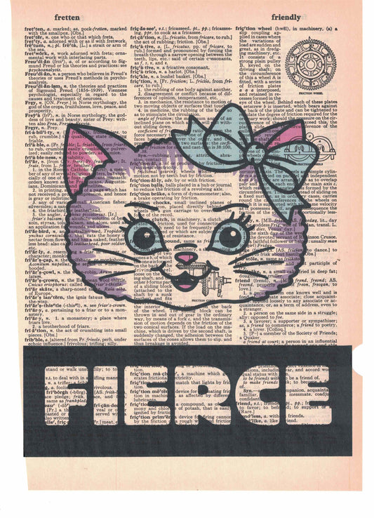 Fierce Kitten Cat Dictionary Art Print