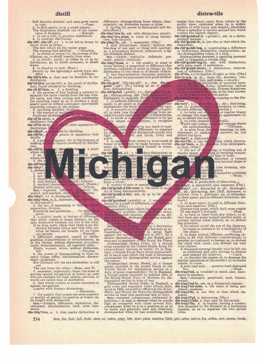 Michigan Love Dictionary Art Print
