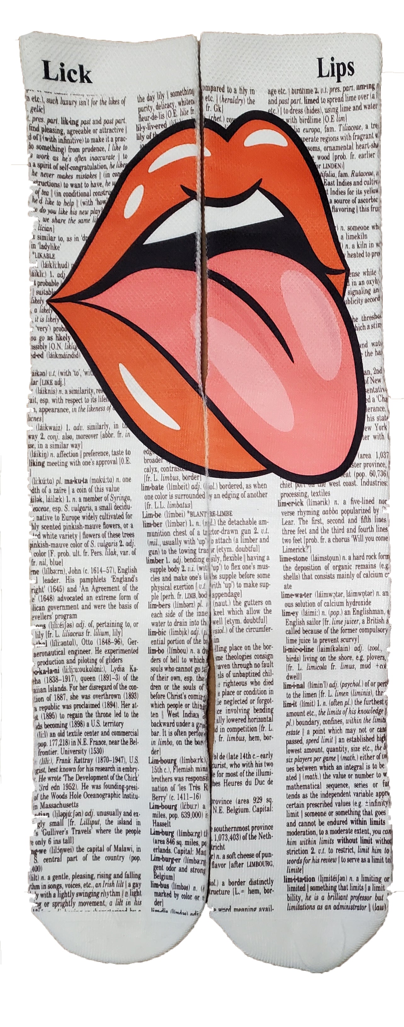 Lick Lips Unisex Dictionary Art Socks