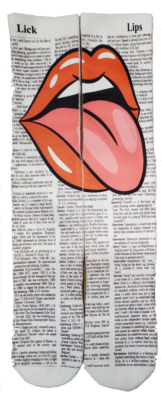Lick Lips Unisex Dictionary Art Socks