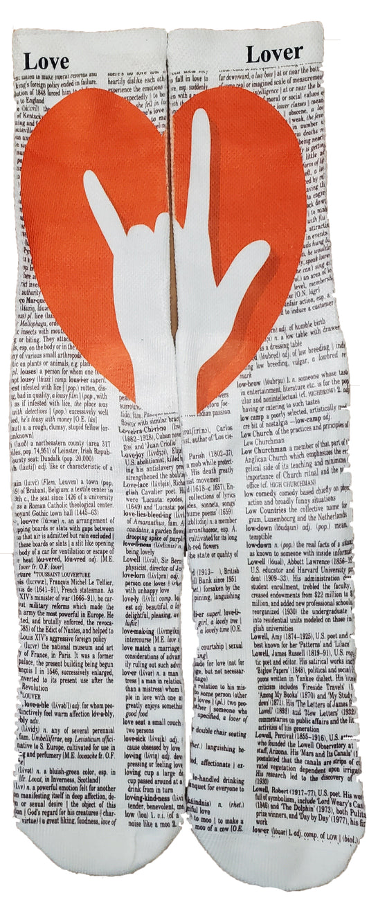 Love Lover Sign Language Unisex Dictionary Art Socks