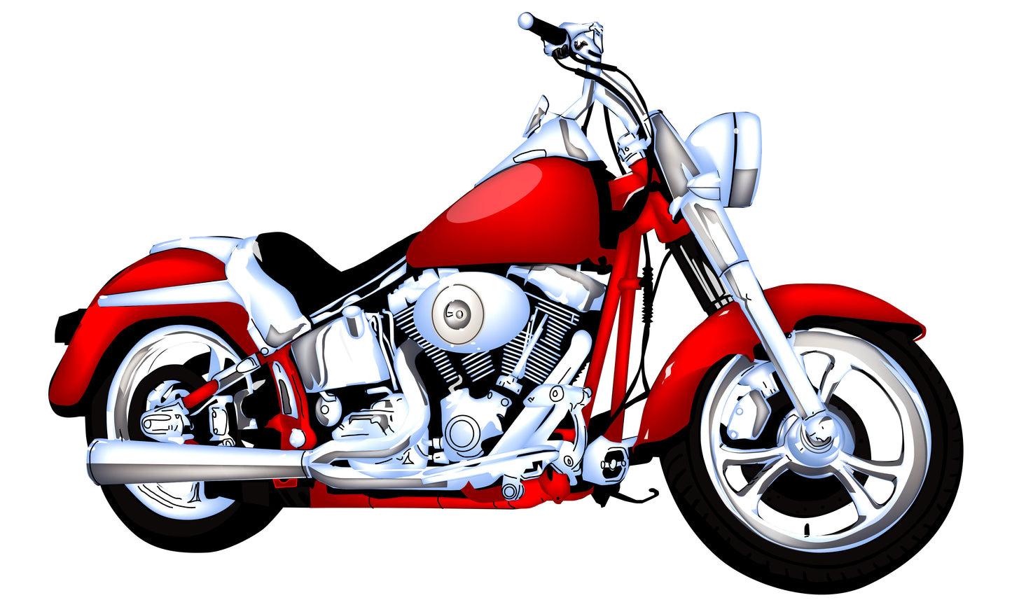 Red Motorcycle 3 Piece Linked Dictionary Art