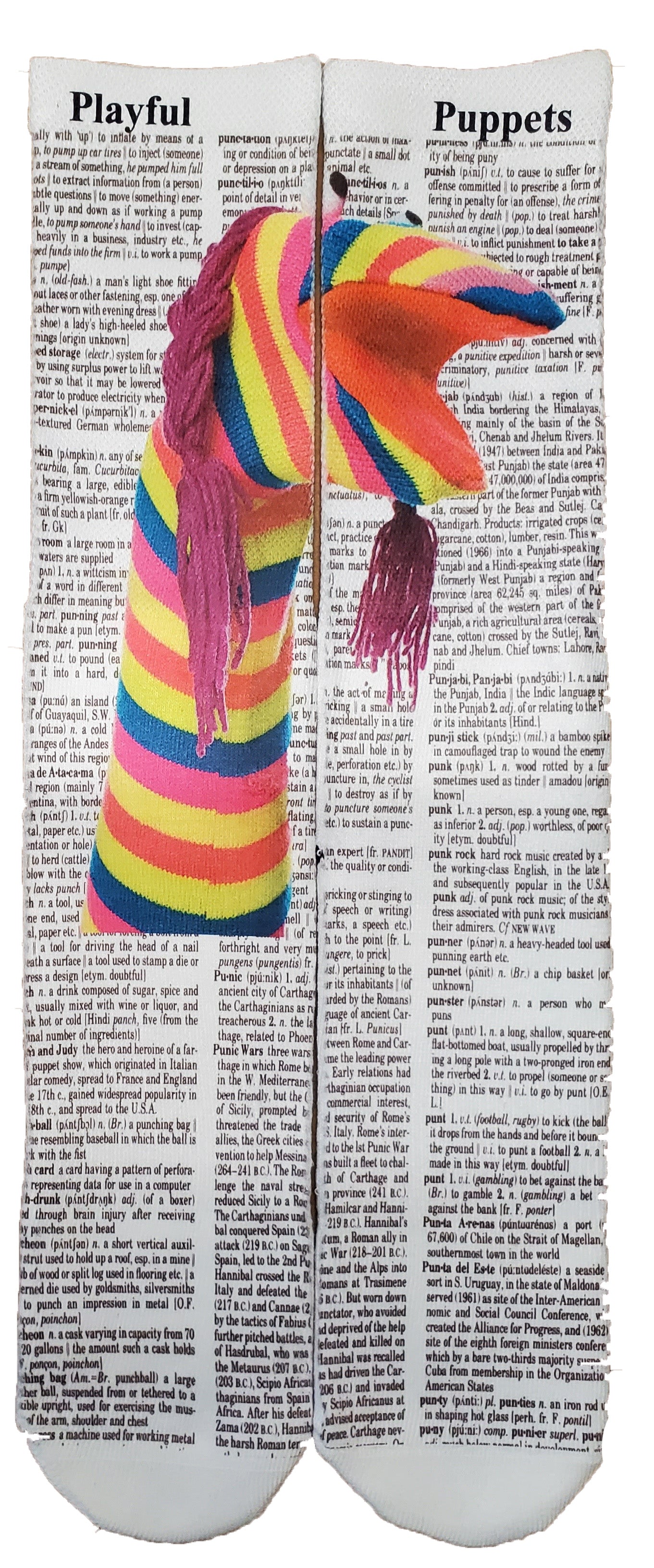 Playful Puppets Unisex Dictionary Art Socks