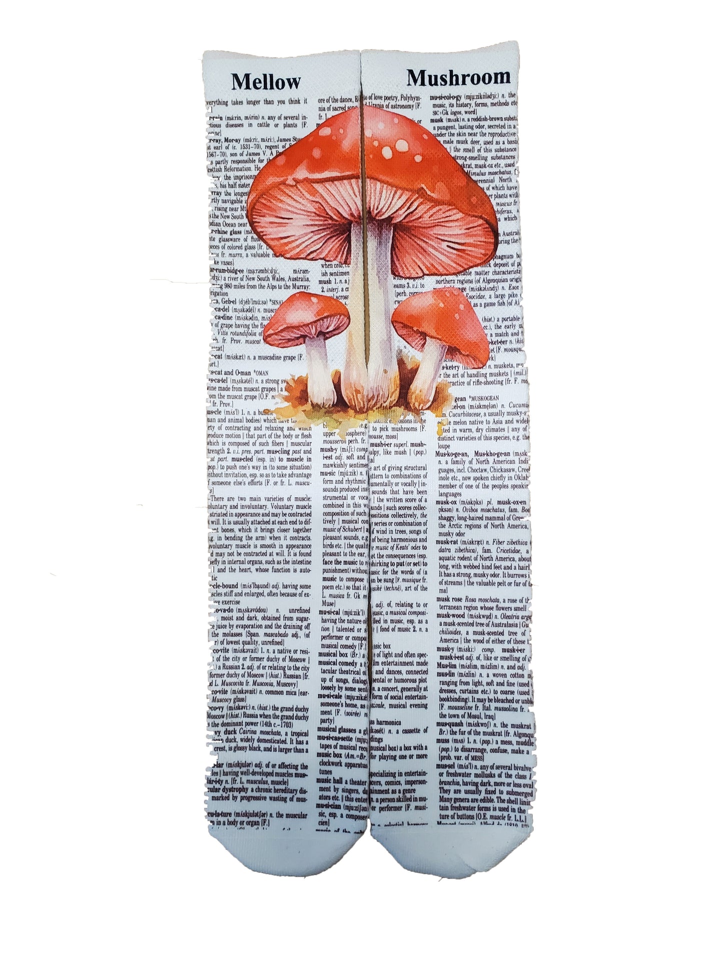 Red Mellow Mushroom Unisex Dictionary Art Socks