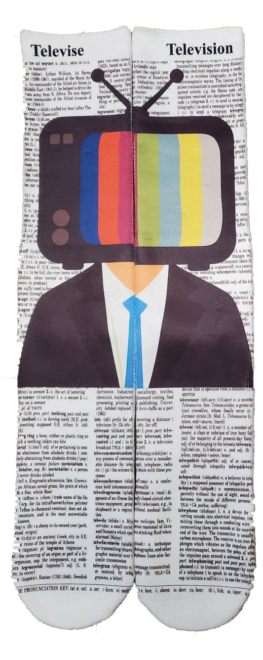 Televise Television TV Man Unisex Dictionary Art Socks