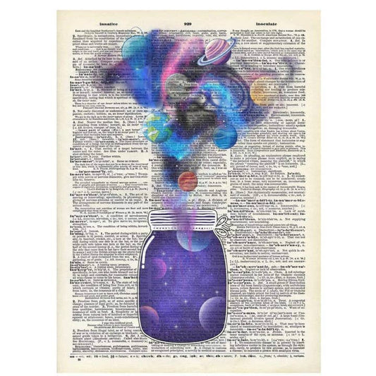 Space Planets in a Jar Vintage Dictionary Art Print