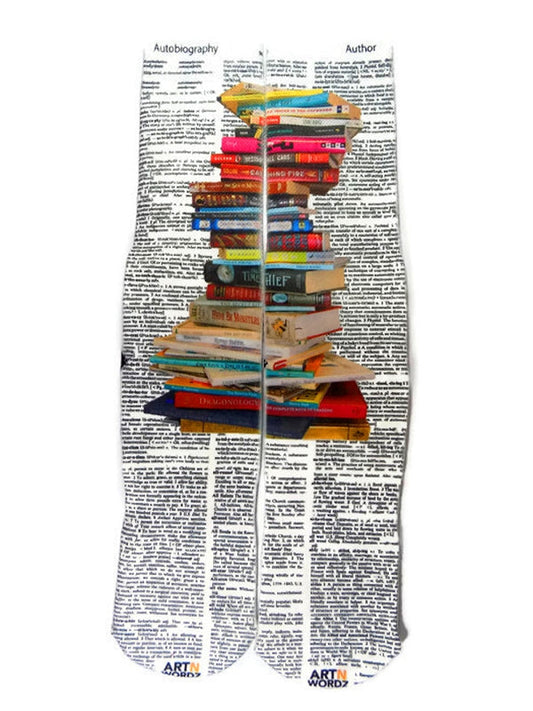 Wearable Stacked Books Unisex Dictionary Art Socks