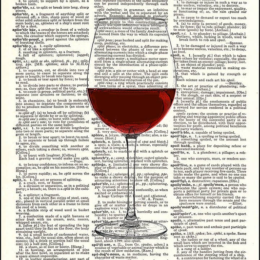 Red Wine Glass Dictionary Art Print