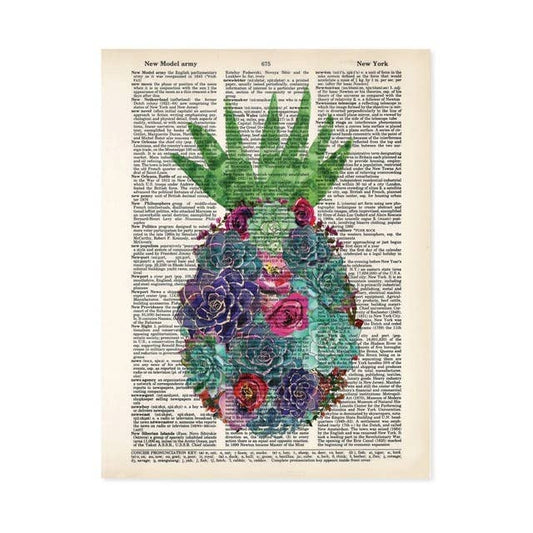 Pineapple Succulents Dictionary Art Print