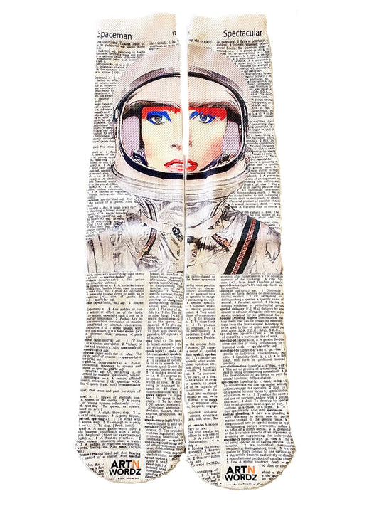 Wearable Spaceman Unisex Dictionary Art Socks
