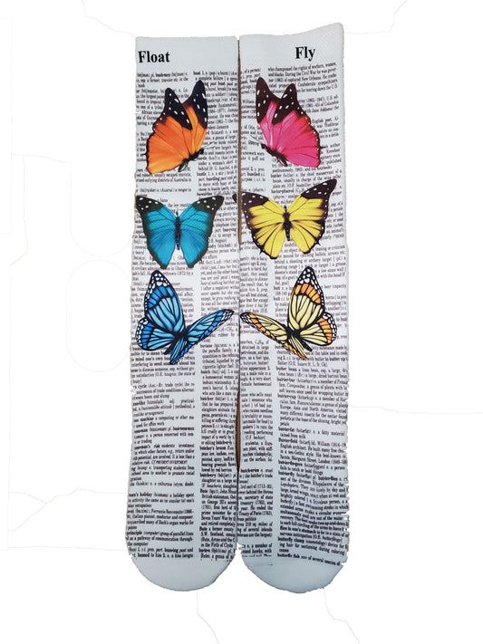 Butterflies Unisex Dictionary Art Socks