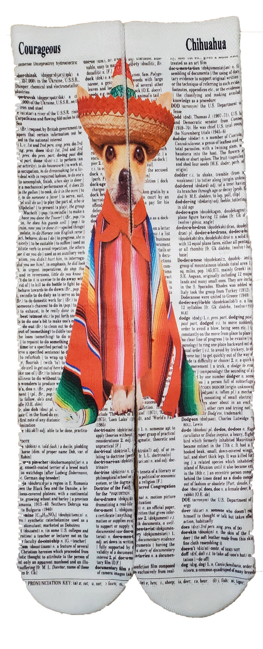 Chihuahua Dog Unisex Dictionary Art Socks