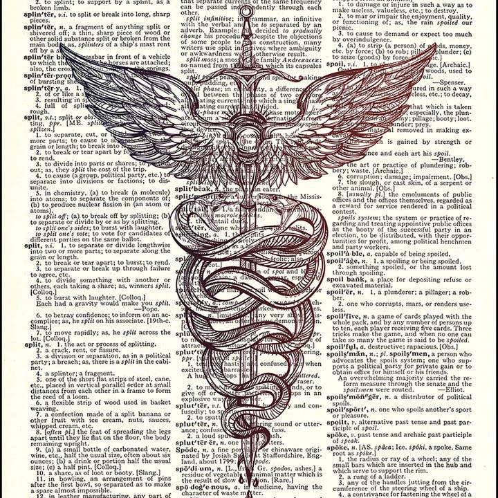 Caduceus Medical Symbol Dictionary Art Print