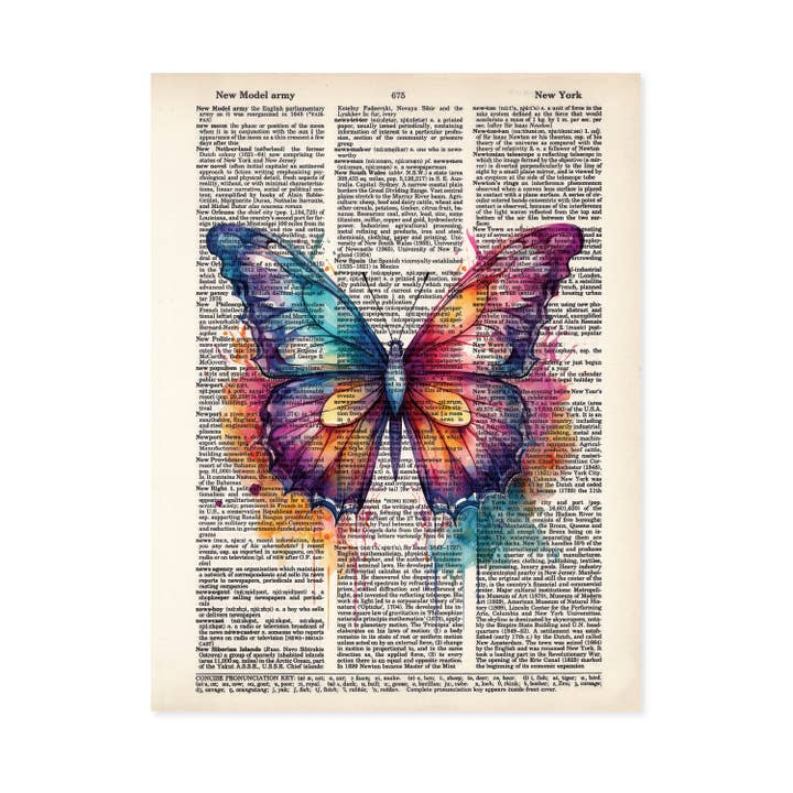 Colorful Butterfly Dictionary Art Print