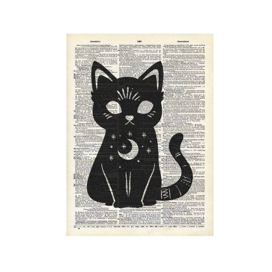 Black Cat Magic Celestial Dictionary Art Print