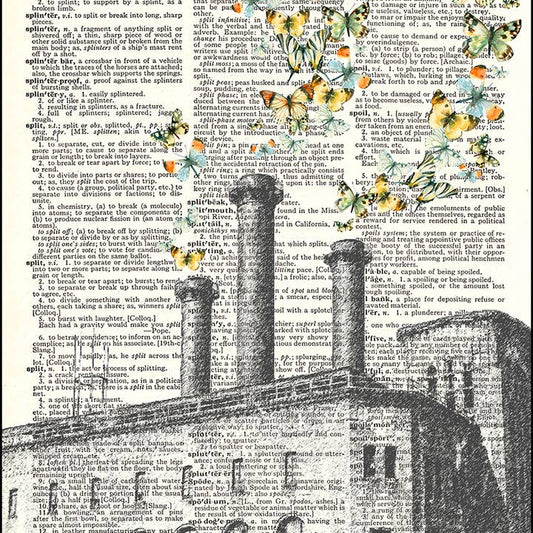 Butterfly Factory Smoke Stacks Dictionary Art Print