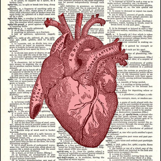 Red Human Heart Dictionary Art Print