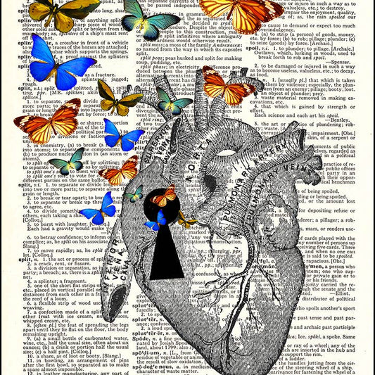 Heart Keyhole and Butterflies Dictionary Art Print