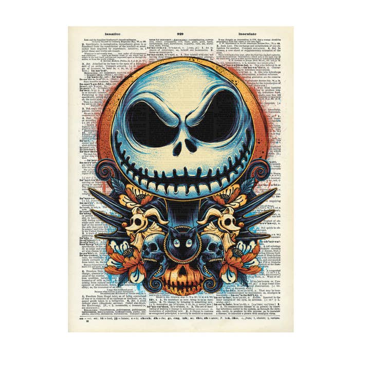Horror Halloween Jack Vintage Dictionary Art Print