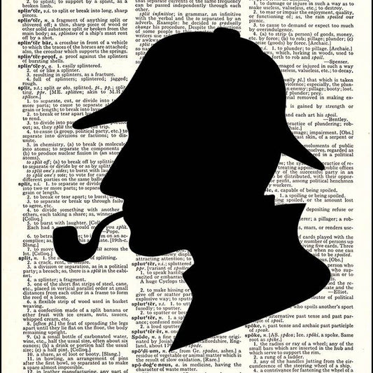 Sherlock Holmes Silhouette Dictionary Art Print