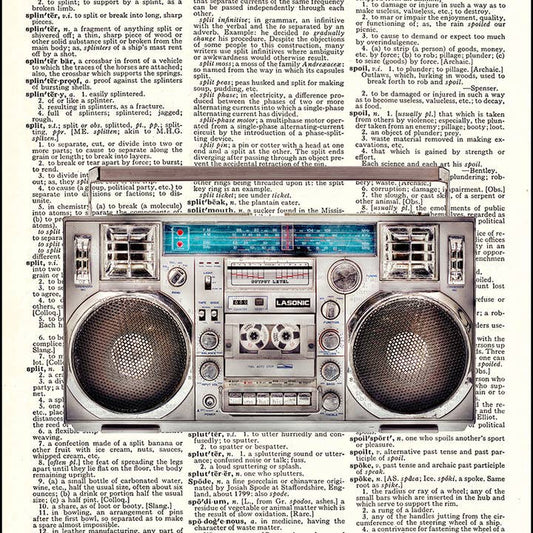 Boom Box Radio Dictionary Art Print