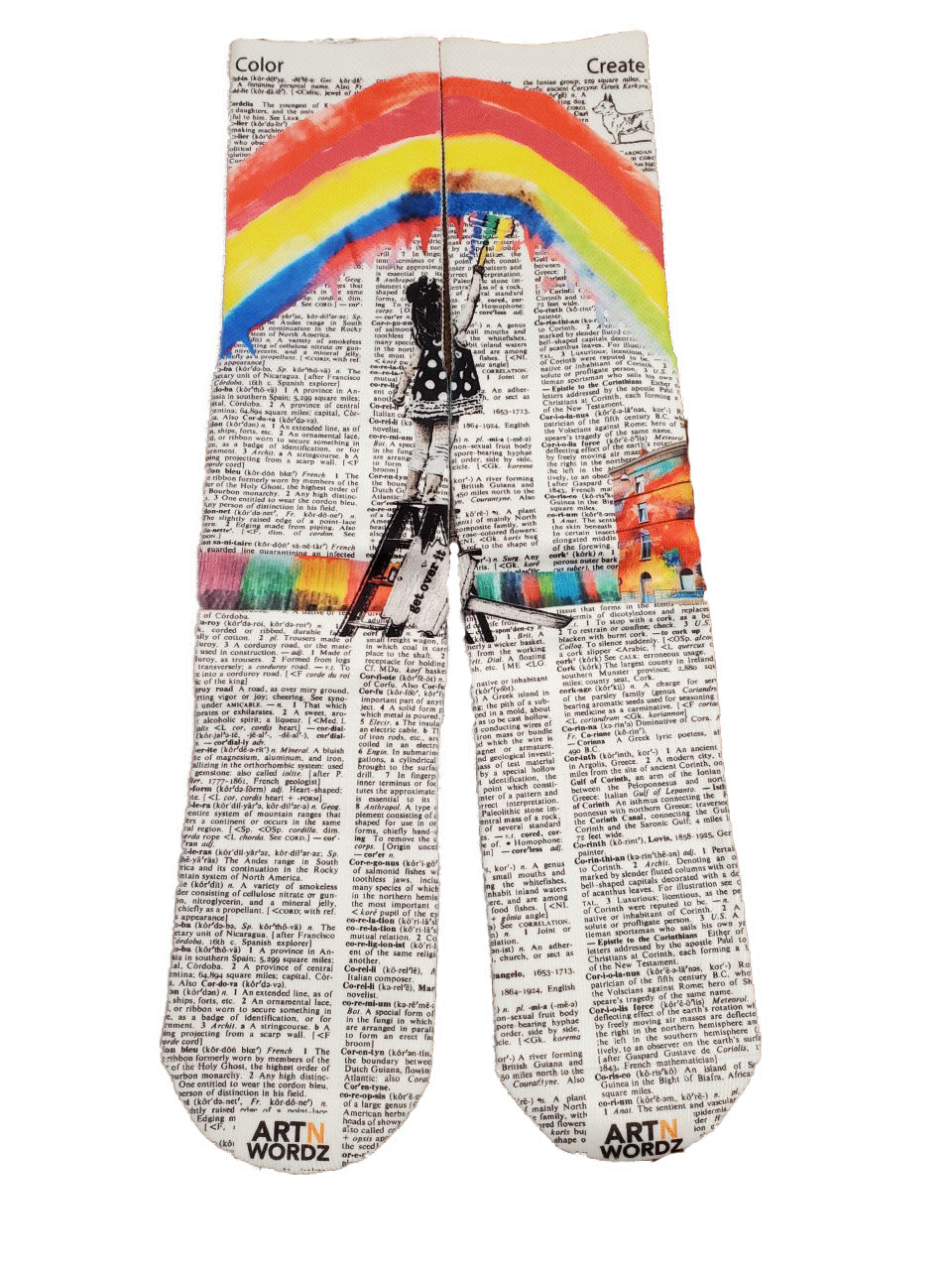 Wearable Get Over It Rainbow Unisex Dictionary Art Socks