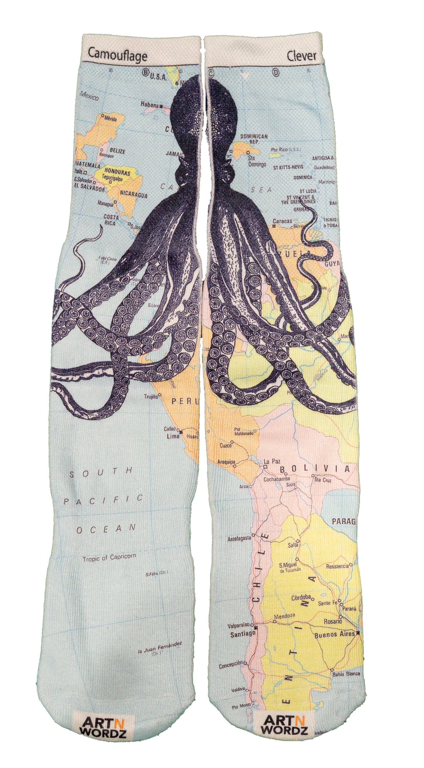 Wearable Kraken Atlas Unisex Dictionary Art Socks